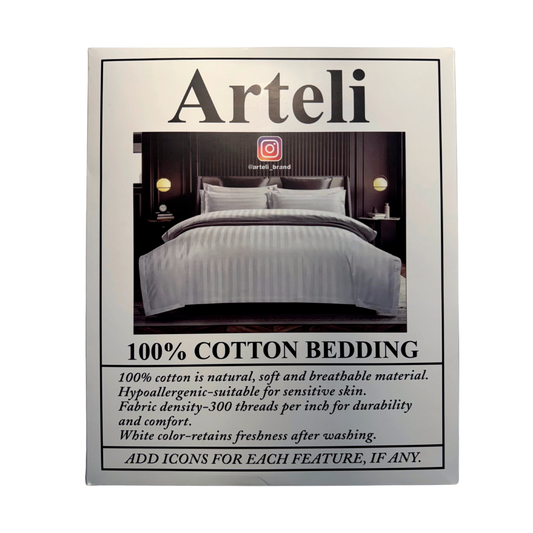 ARTELI White Bedding Set – Full Queen Size 100% Cotton