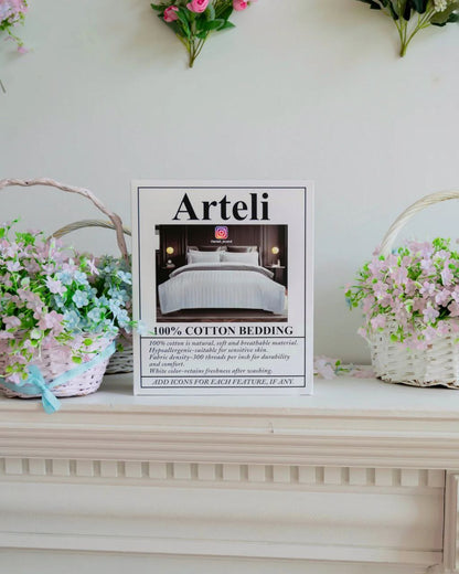 ARTELI White Bedding Set – Full Queen Size 100% Cotton